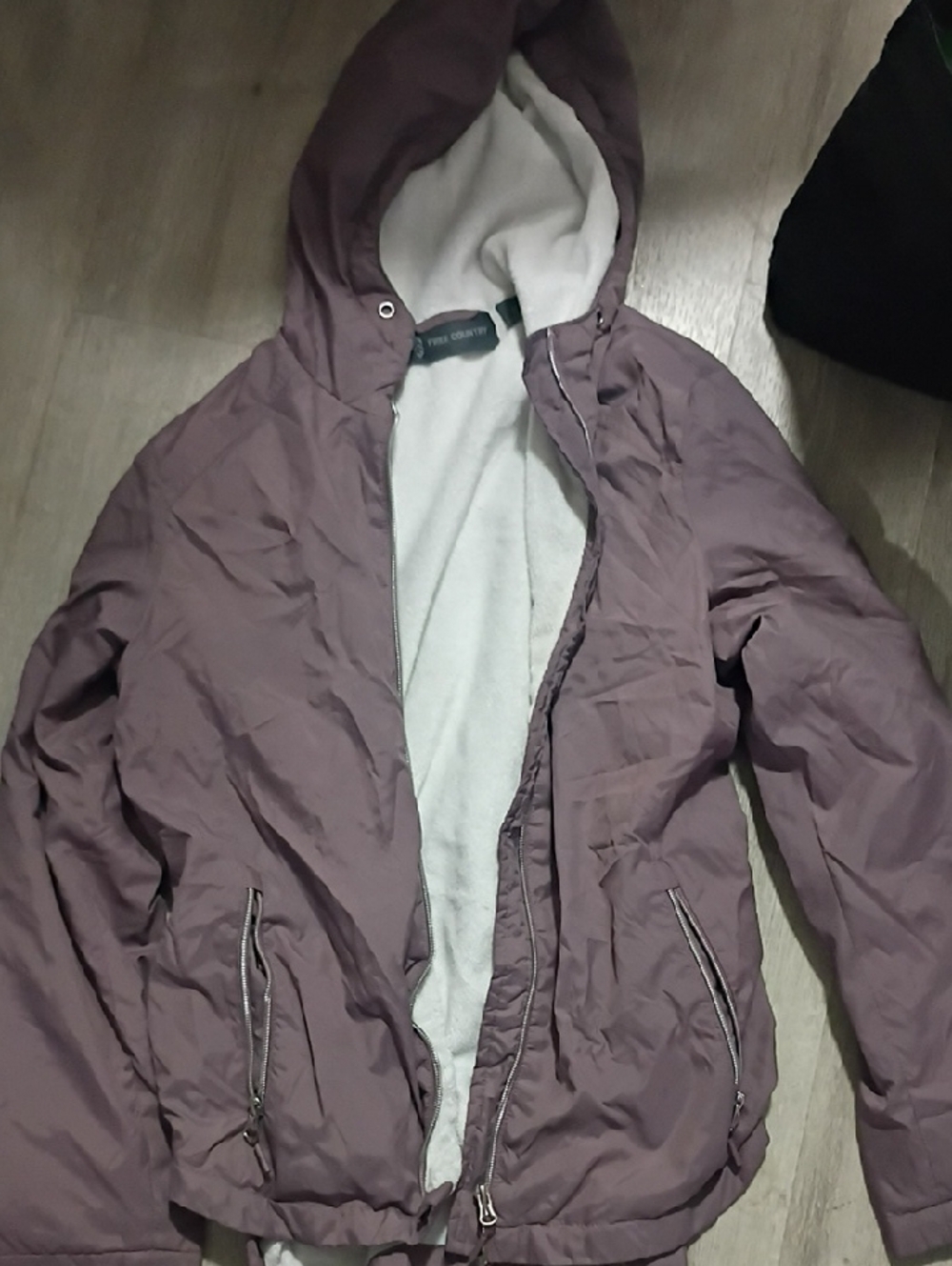 Free Country Plum Trim Hooded Jacket with Cream Lining